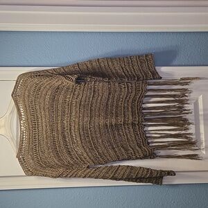 umgee Open-knit Crochet Pullover Fringe Festival, Boho-chic Size M